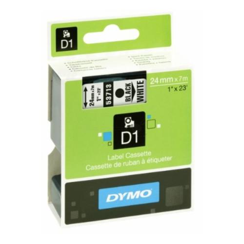 Dymo Etiketter sort på hvid (53713 / S0720930), 24mm, lamineret