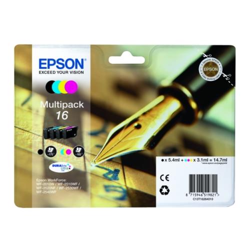 Epson Blækpatron sort / cyan / magenta / gul (C13T16264010 / 16) (multipack)