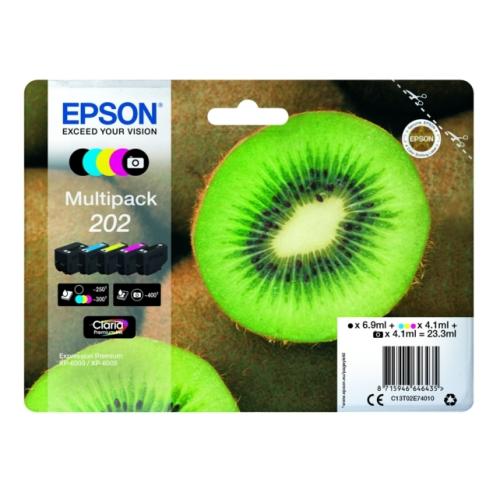 Epson Blækpatron sort / sort foto / cyan / magenta / gul (C13T02E74010 / 202) (multipack)