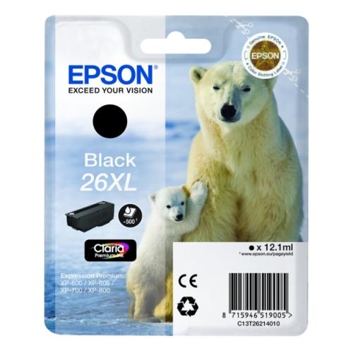 Epson Blækpatron sort (C13T26214012 / 26XL) (høj kapacitet)