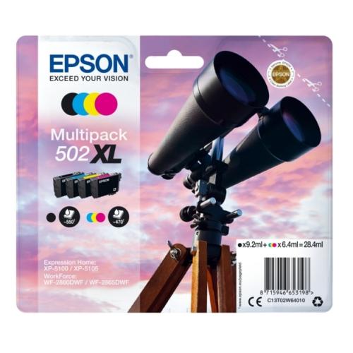 Epson Blækpatron sort / cyan / magenta / gul (C13T02W64010 / 502XL) (multipack, høj kapacitet)