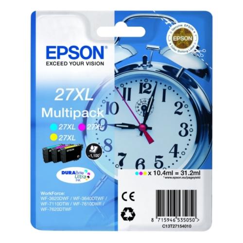 Epson Blækpatron cyan / magenta / gul (C13T27154012 / 27XL) (multipack, høj kapacitet)