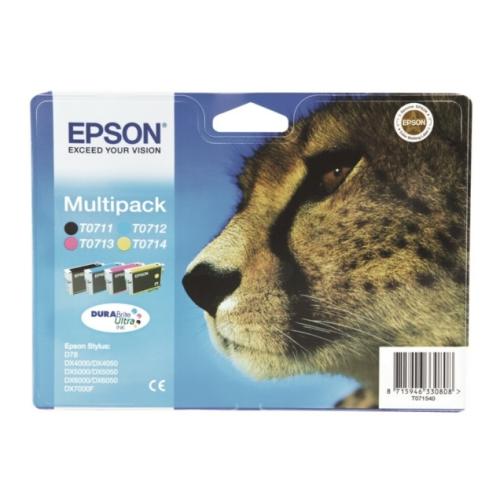 Epson Blækpatron sort / cyan / magenta / gul (C13T07154012 / T0715) (multipack)