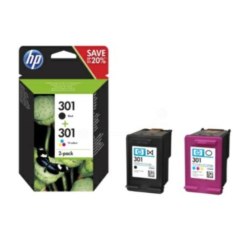 HP Blækpatron sort / farve (N9J72AE / 301) (Doppelpak, multipack)