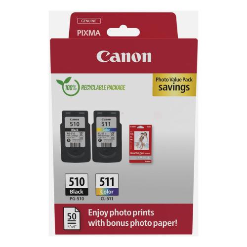 Canon Blækpatron sort / farve (2970B017 / PG510+CL511) (Doppelpak, multipack)