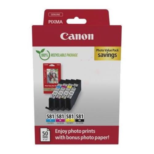 Canon Blækpatron / Fotopapir Blækpatroner / Fotopapirer sort / cyan / magenta / gul (2106C006 / CLI581) (multipack)