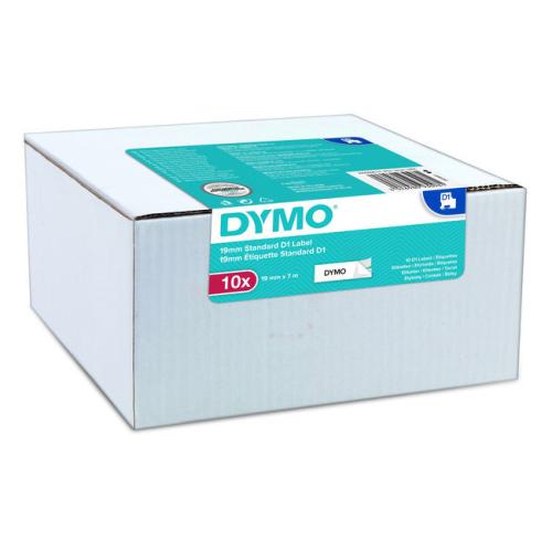 Dymo Etiketter sort på hvid (2093098 / D1), 19mm