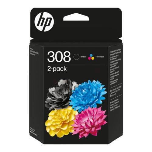 HP Blækpatron sort / farve (6L6S6UE / 308) (Doppelpak, multipack)